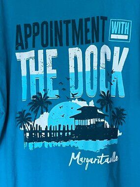 Margaritaville Tee Shirt Blue with Graphic design on back, 100% cotton, XXL
